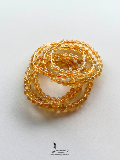 Natural Citrine Triple-Wrap Bracelet – 6.5–7mm – Random Selection
